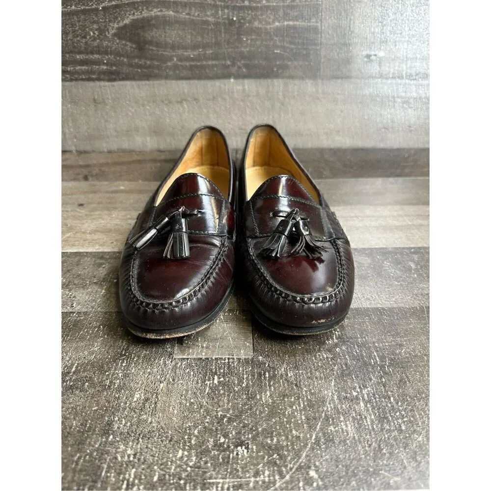 Cole Haan Men’s 10.5 Pinch Tassel Loafers Brown Dress Shoes Hand Sewn Leather